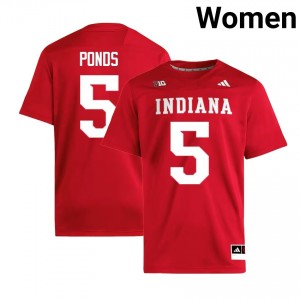 D'Angelo Ponds University of Indiana College Football Game Womens #5 Jersey - Crimson