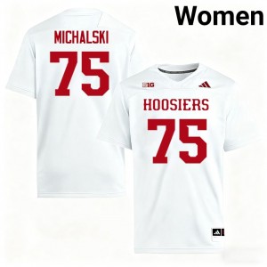 Zen Michalski Indiana Hoosiers College Football #75 Embroidery Women's Jerseys - White