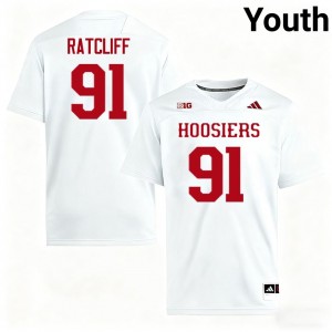 Dominique Ratcliff Indiana NCAA College Football Youth #91 Jerseys - White