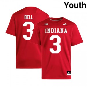 Jaylen Bell University of Indiana #3 College Football Embroidery Youth Jersey - Crimson