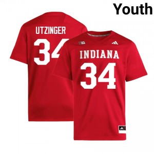 Jeff Utzinger Indiana University University #34 College Football Youth Jersey - Crimson