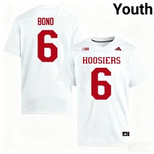 LeBron Bond University of Indiana Embroidery #6 Youth College Football Jersey - White