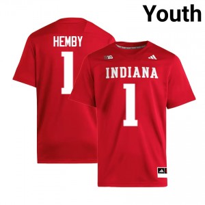 Roman Hemby University of Indiana Replica Youth #1 College Football Jersey - Crimson